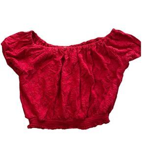 Hollister Red Eyelet Crop Top Small